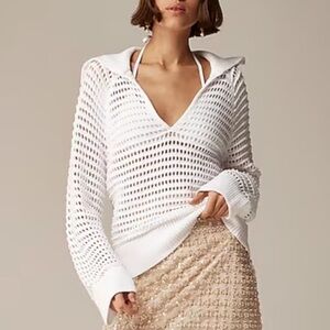 J. Crew Crochet Sailor-Collar Sweater in White Size S